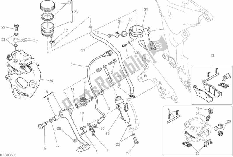 Todas as partes de Sistema De Freio Traseiro do Ducati Multistrada 950 S USA 2019